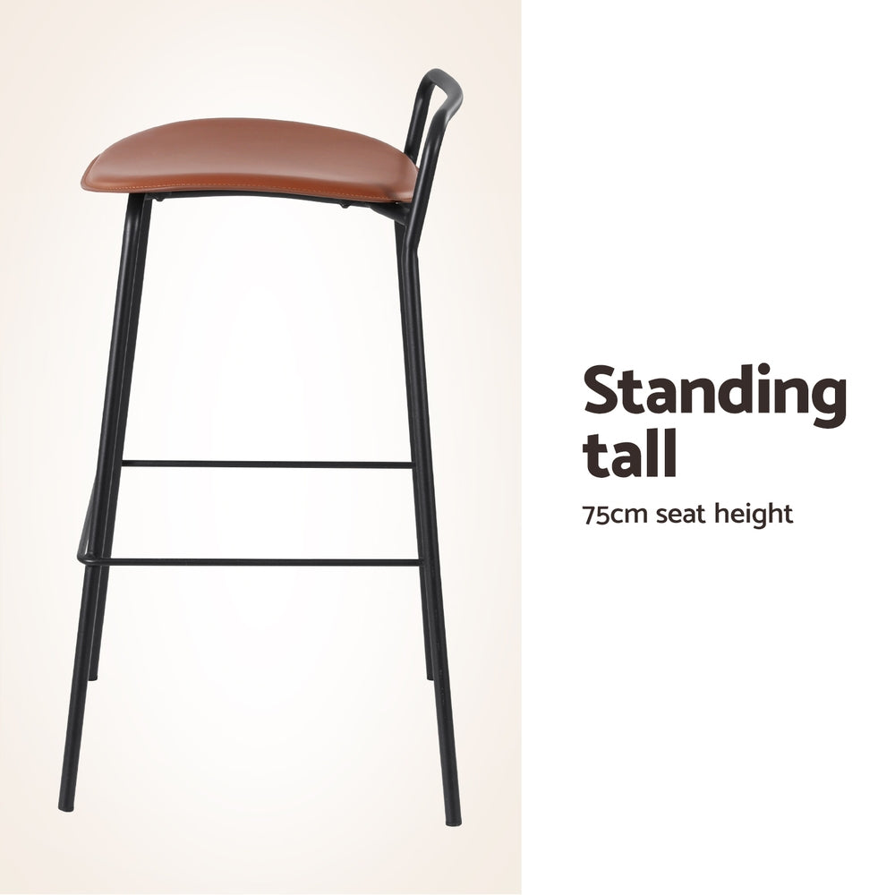 Artiss 75cm Bar Stools Metal Brown (Set of 2)
