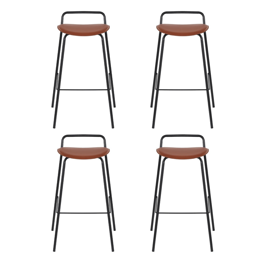 Artiss 4x Metal Frame Bar Stools 75cm Seat Height Brown