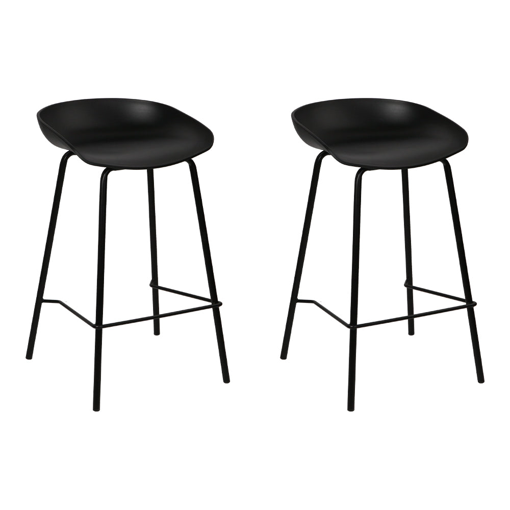 Elegant Metal Bar Stools with Footrest, Set of 2 - Artiss