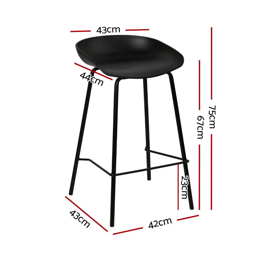 Elegant Metal Bar Stools with Footrest, Set of 2 - Artiss