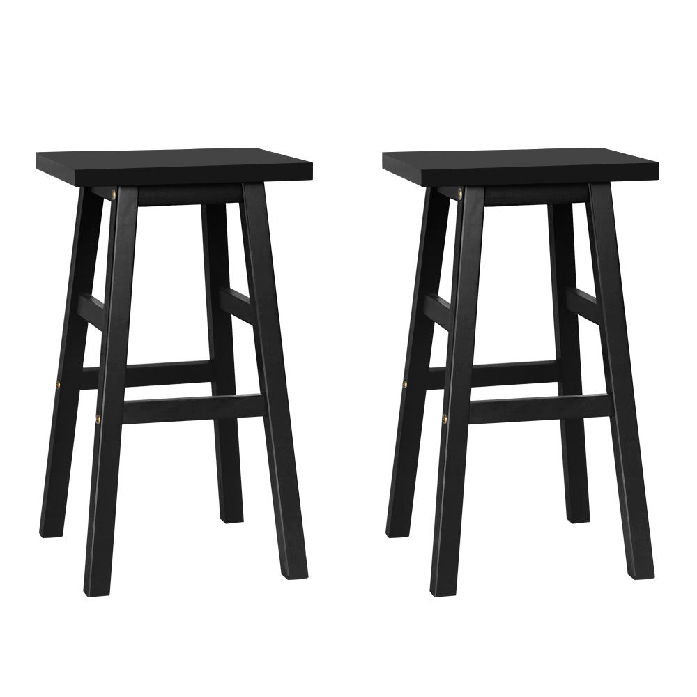 Solid Beech Wood Bar Stools with Footrest x2 - Artiss