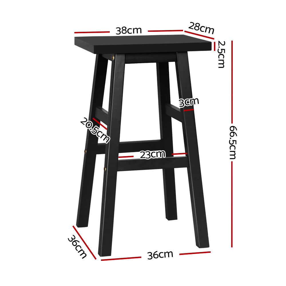 Solid Beech Wood Bar Stools with Footrest x2 - Artiss