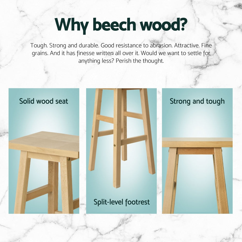 Baden 4x Wooden Bar Stools Natural Finish