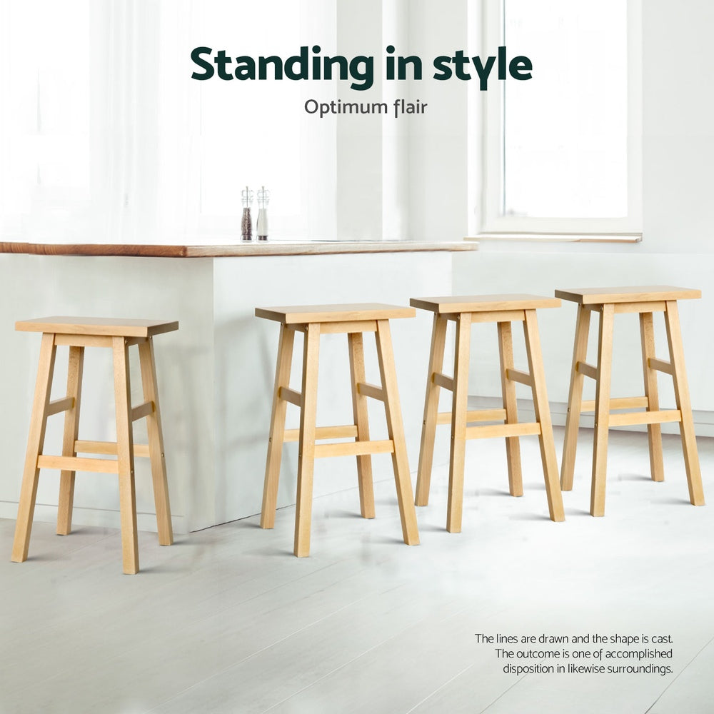 Baden 4x Wooden Bar Stools Natural Finish