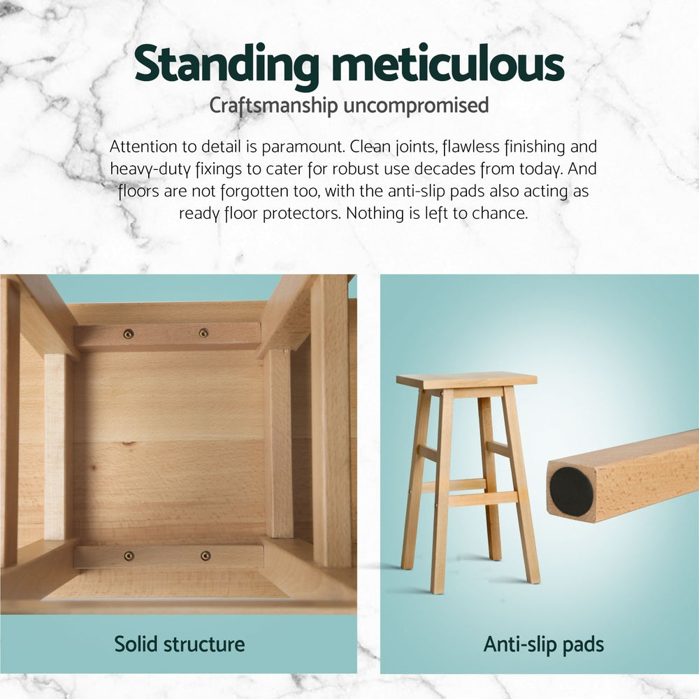 Baden 4x Wooden Bar Stools Natural Finish