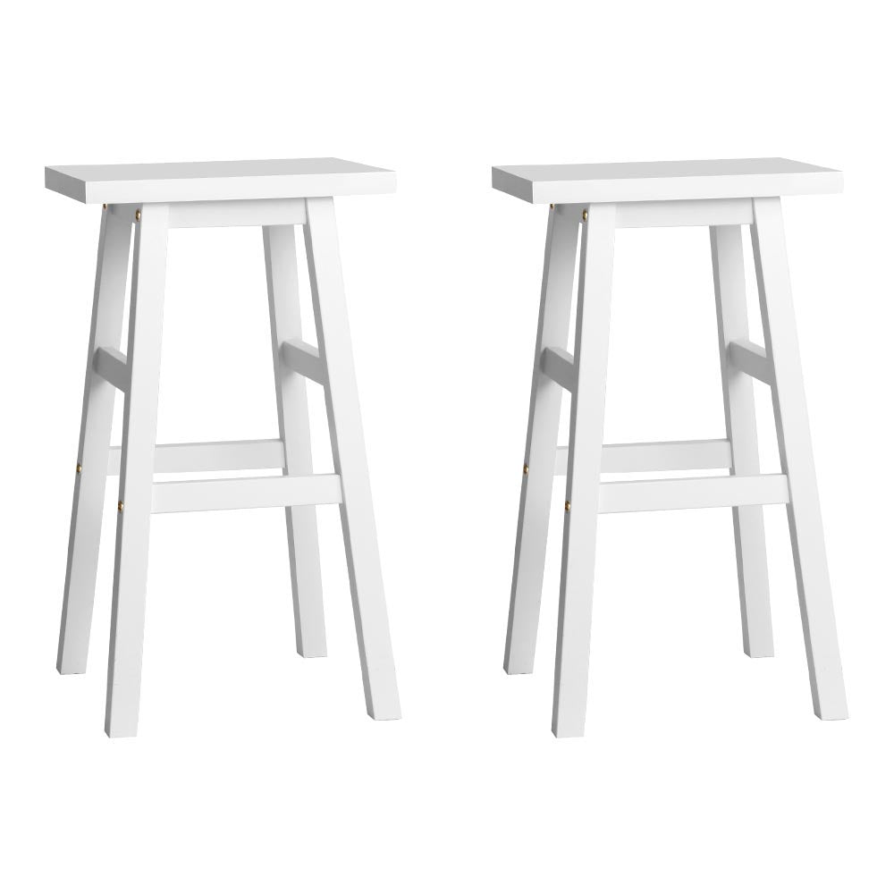 Sturdy Wooden Bar Stools w/ Split-Level Footrest x2 - Artiss