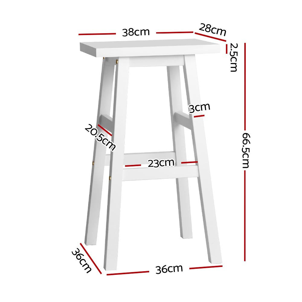 Sturdy Wooden Bar Stools w/ Split-Level Footrest x2 - Artiss