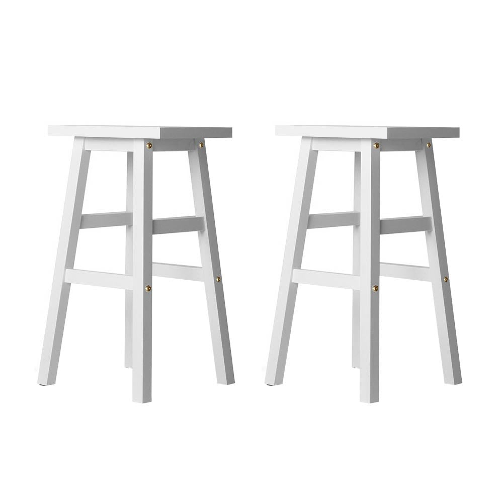 Sturdy Wooden Bar Stools w/ Split-Level Footrest x2 - Artiss