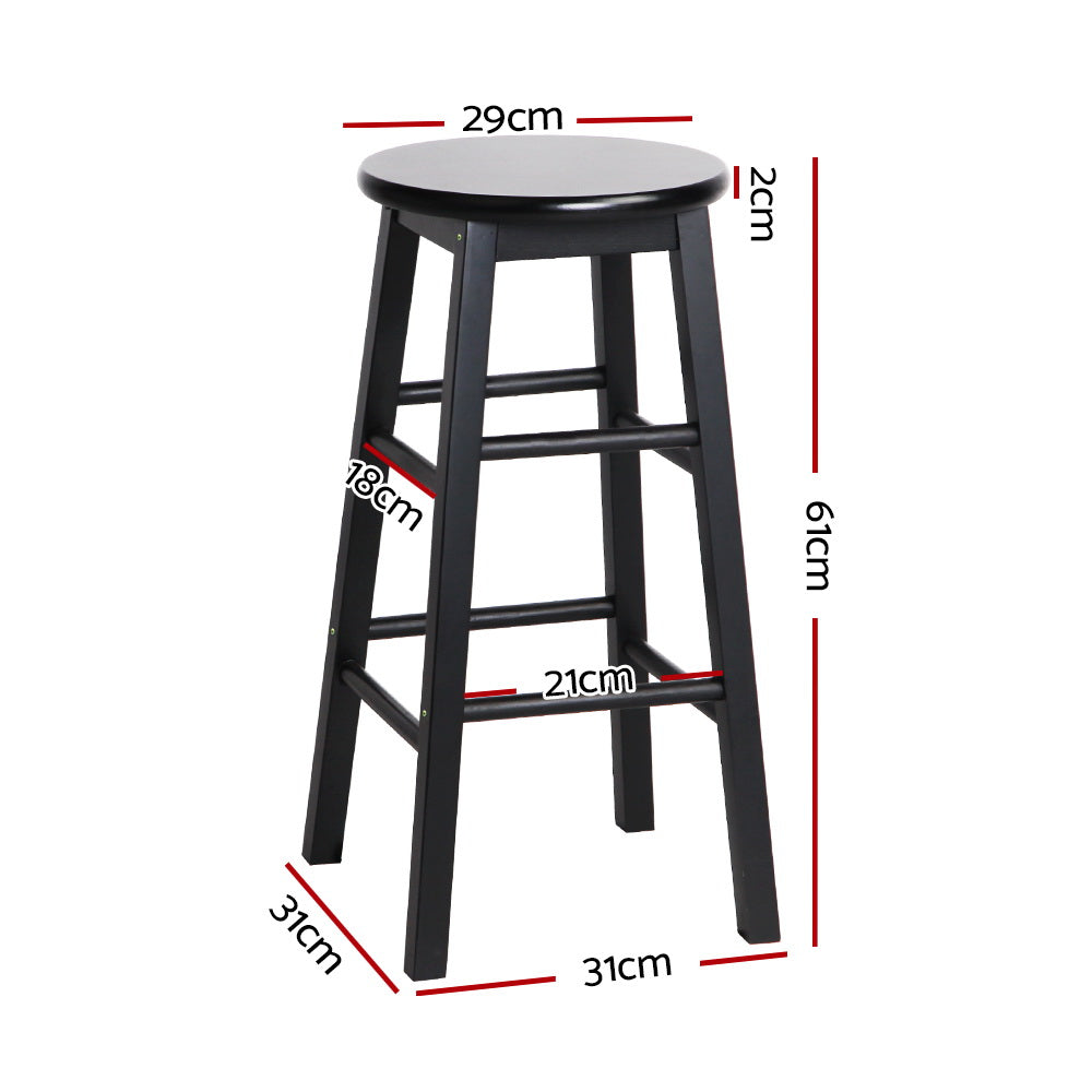 Artiss 2x Wooden Bar Stools Round Black