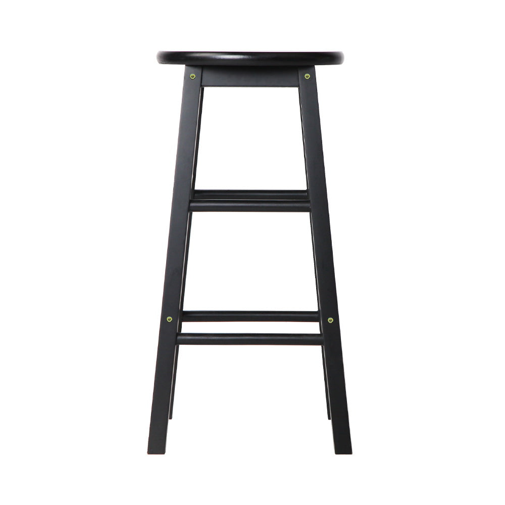 Artiss 2x Wooden Bar Stools Round Black