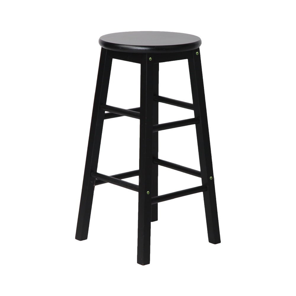 Artiss 2x Wooden Bar Stools Round Black