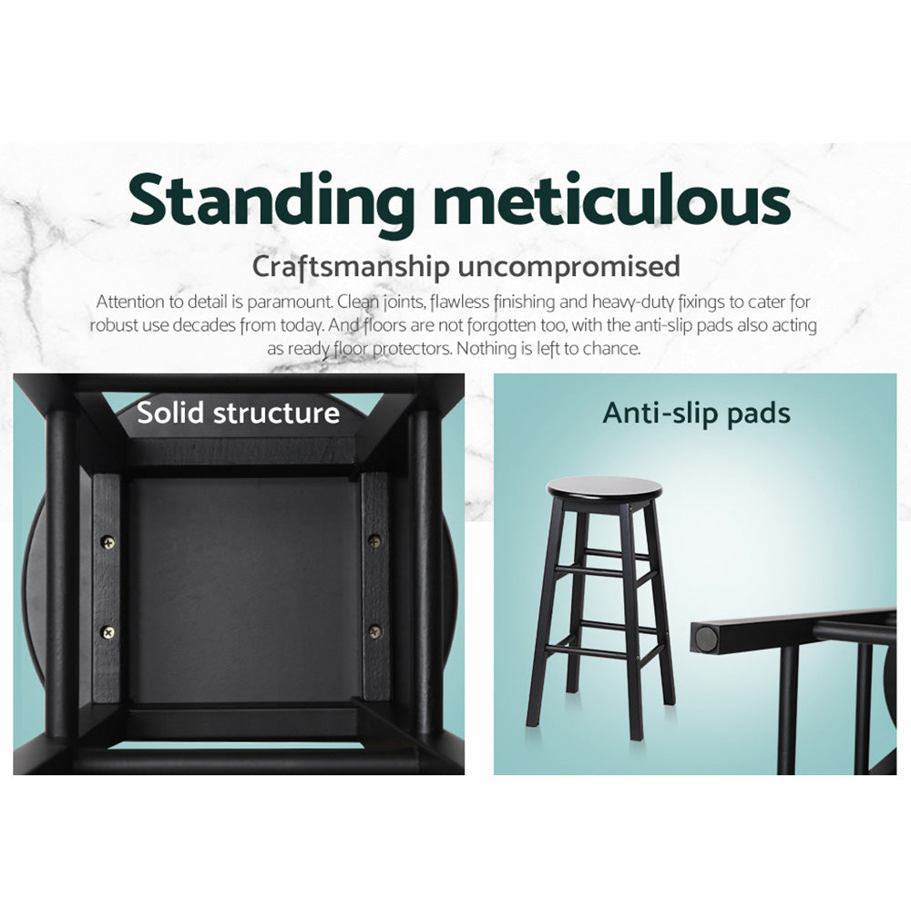 Artiss 2x Wooden Bar Stools Round Black