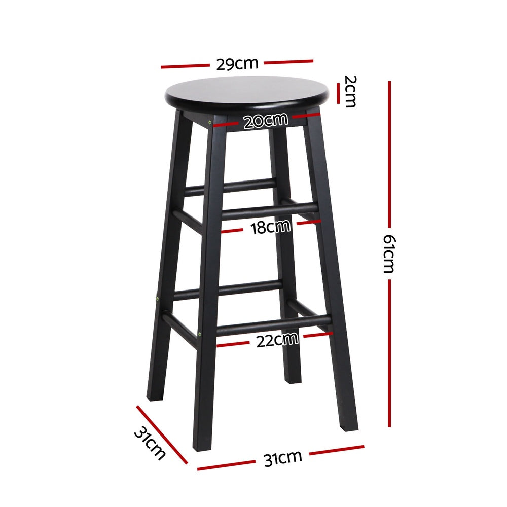 Marley 61cm Bar Stools Wooden Black Set of 4