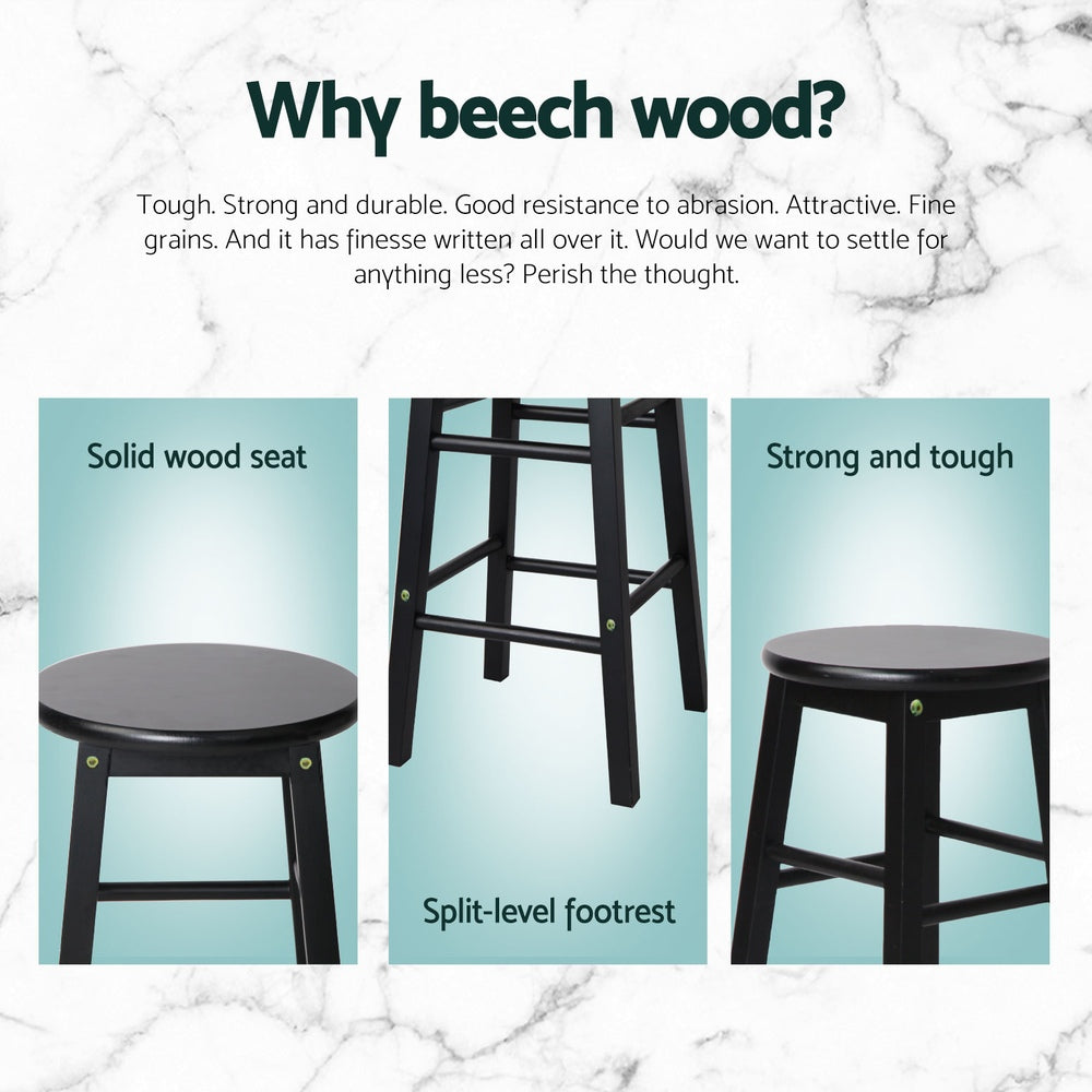 Marley 61cm Bar Stools Wooden Black Set of 4