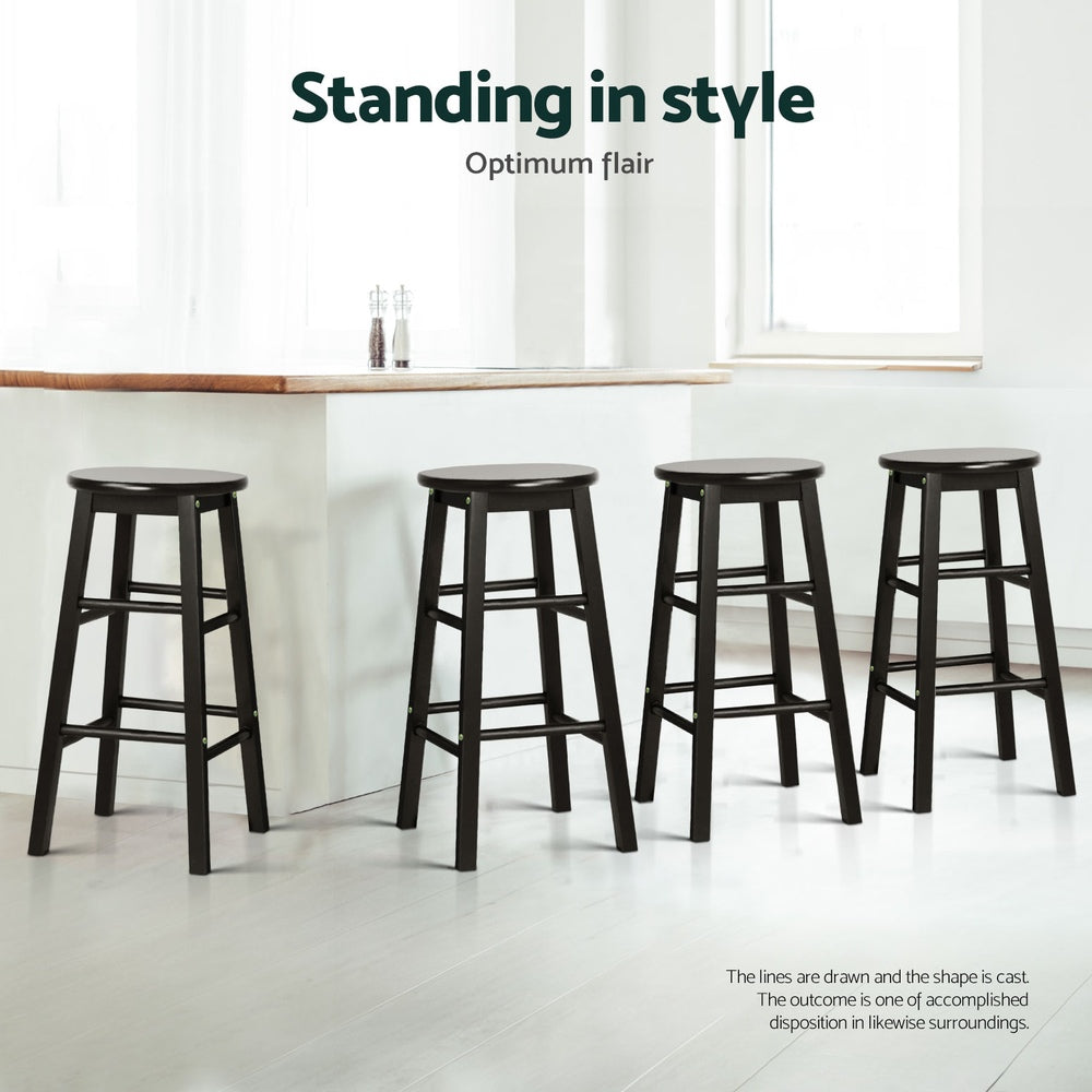 Marley 61cm Bar Stools Wooden Black Set of 4