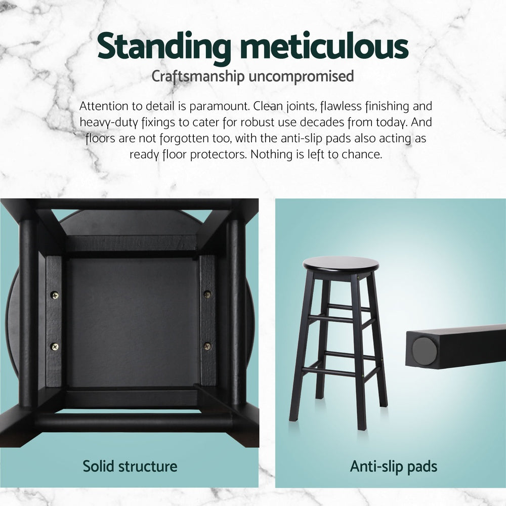 Marley 61cm Bar Stools Wooden Black Set of 4