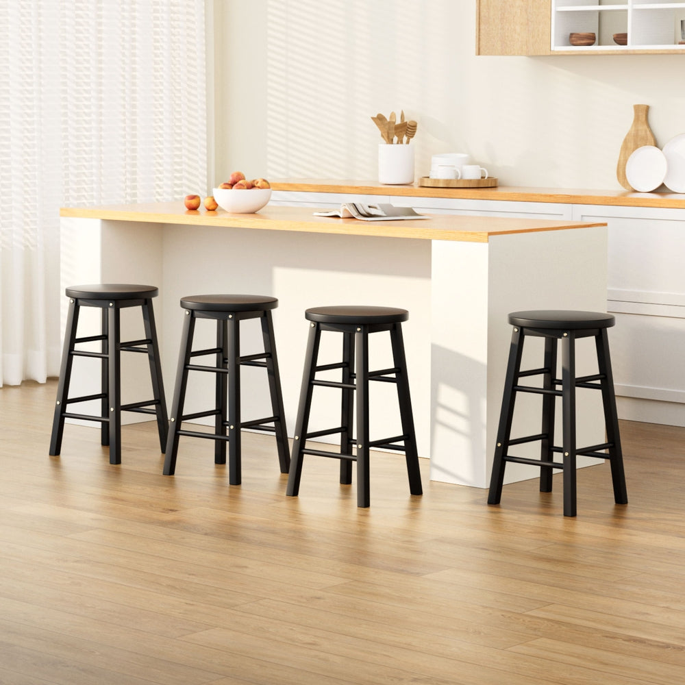 Marley 61cm Bar Stools Wooden Black Set of 4