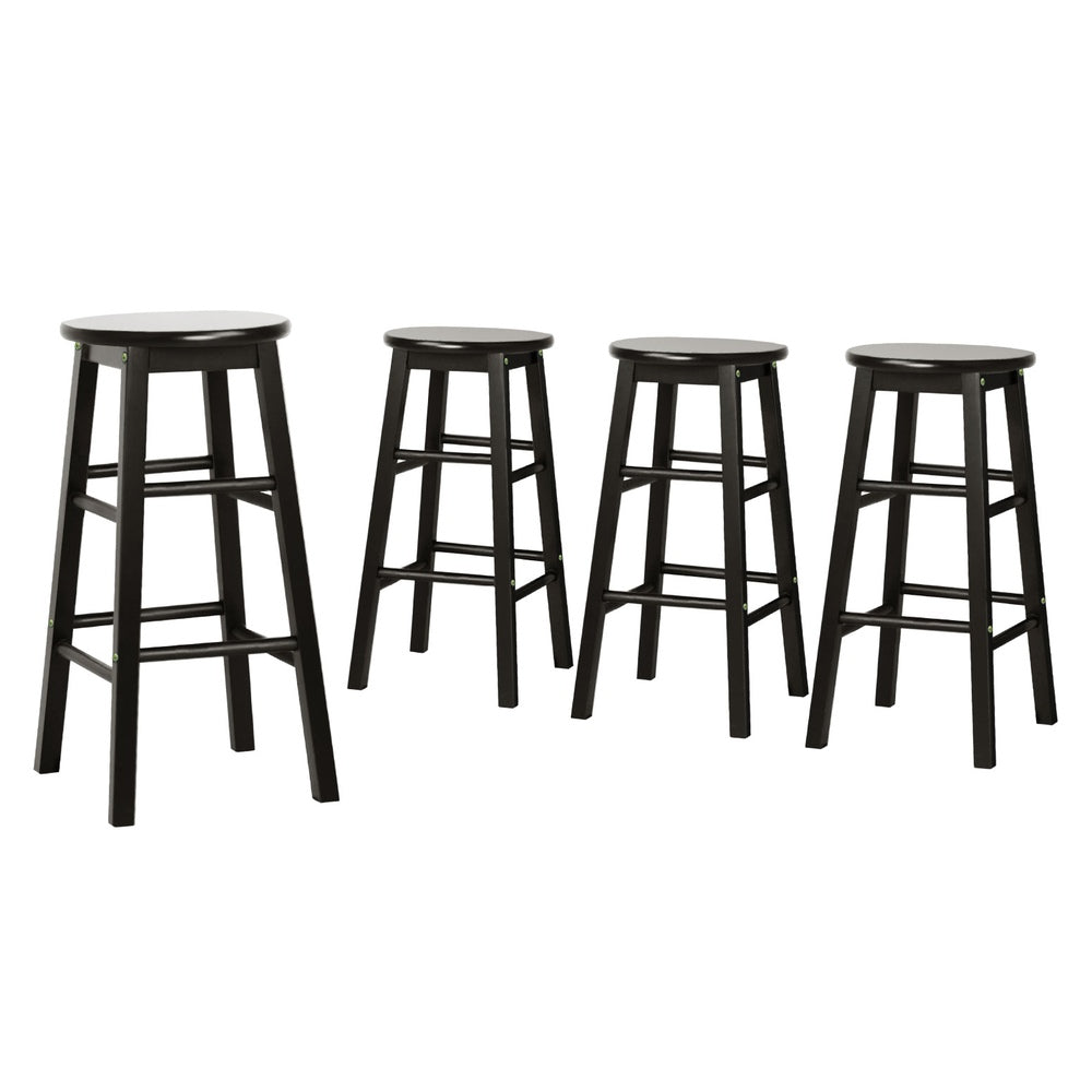 Artiss 4x Bar Stools Round Chairs Wooden Black