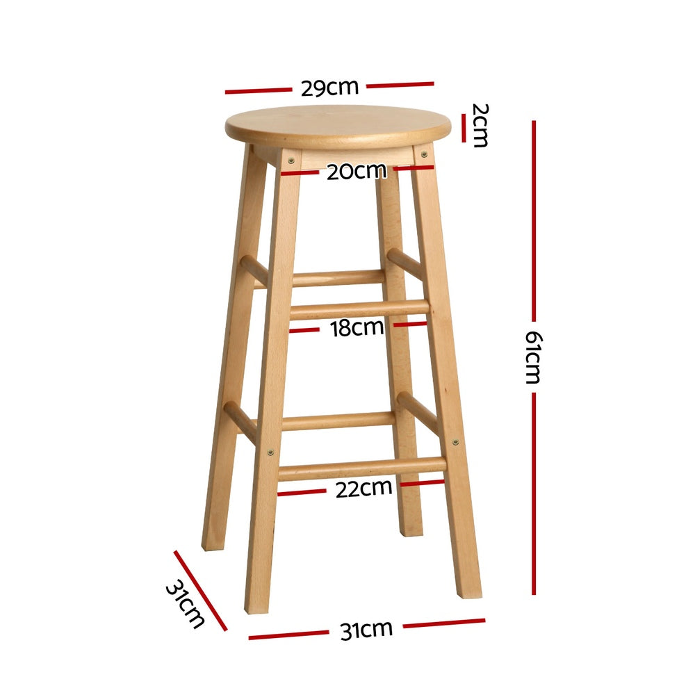 Marley 61cm Bar Stools Wooden Natural Set of 4