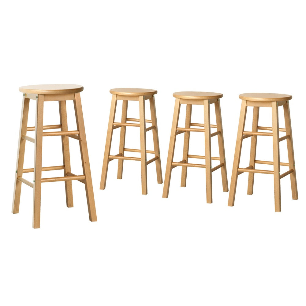 Marley 61cm Bar Stools Wooden Natural Set of 4