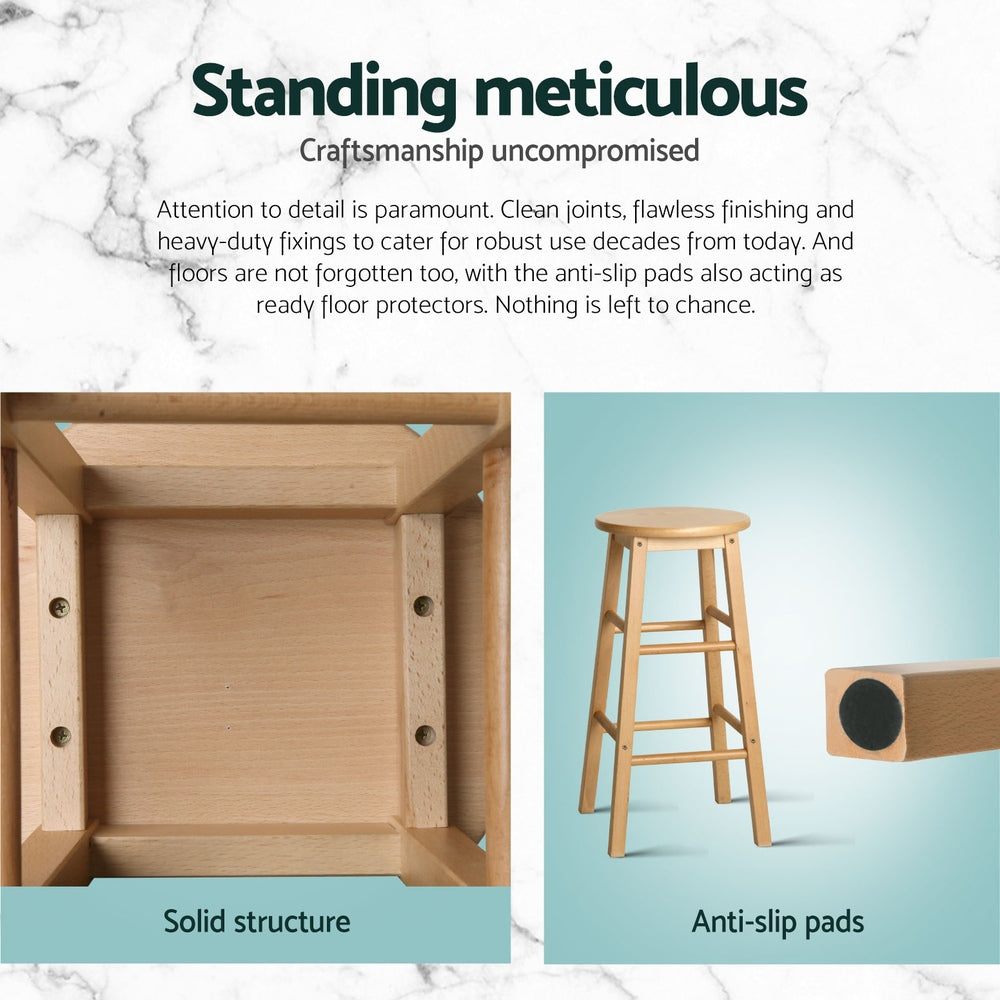 Marley 61cm Bar Stools Wooden Natural Set of 4