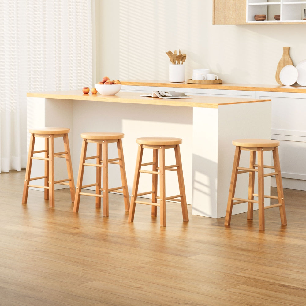 Marley 61cm Bar Stools Wooden Natural Set of 4