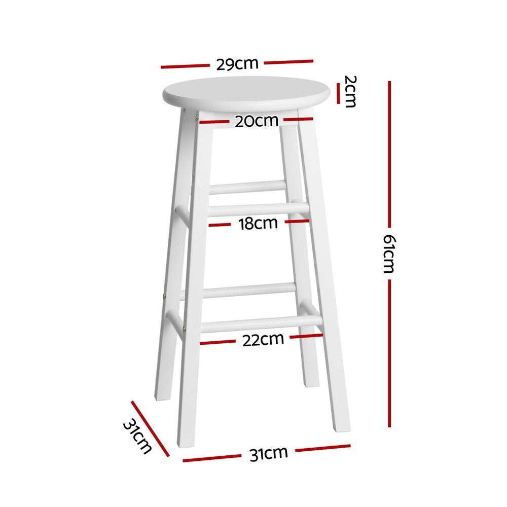 Marley 61cm Bar Stools Wooden White (Set of 4)