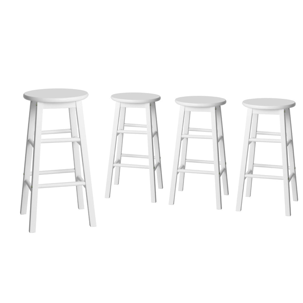 Marley Round Bar Stools Set of 4 Wooden White