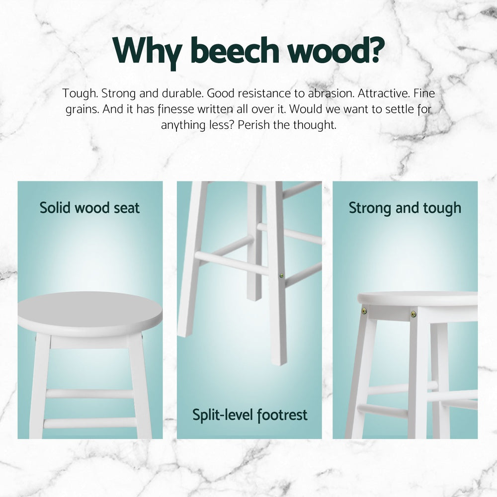 Marley 61cm Bar Stools Wooden White (Set of 4)