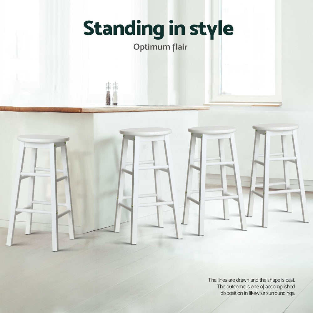Marley 61cm Bar Stools Wooden White (Set of 4)
