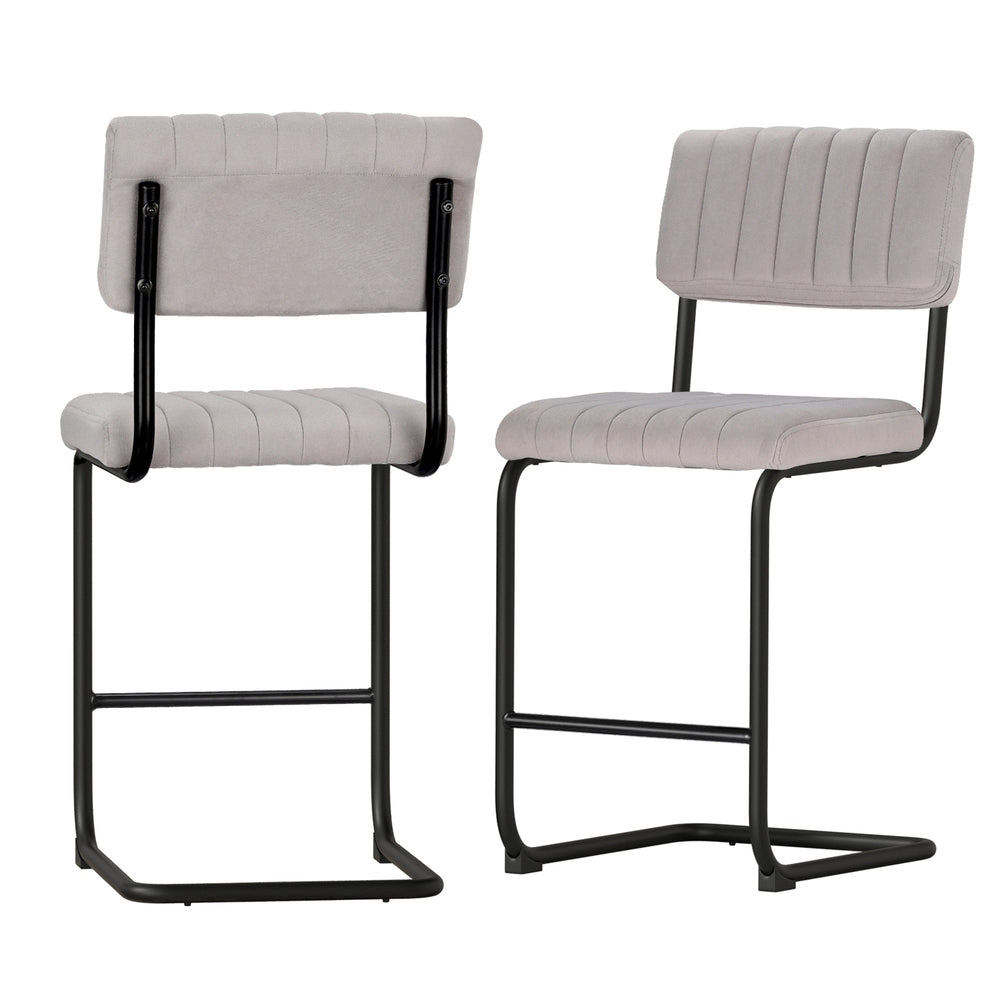 Orman Velvet Bar Stools Set of 2 Grey