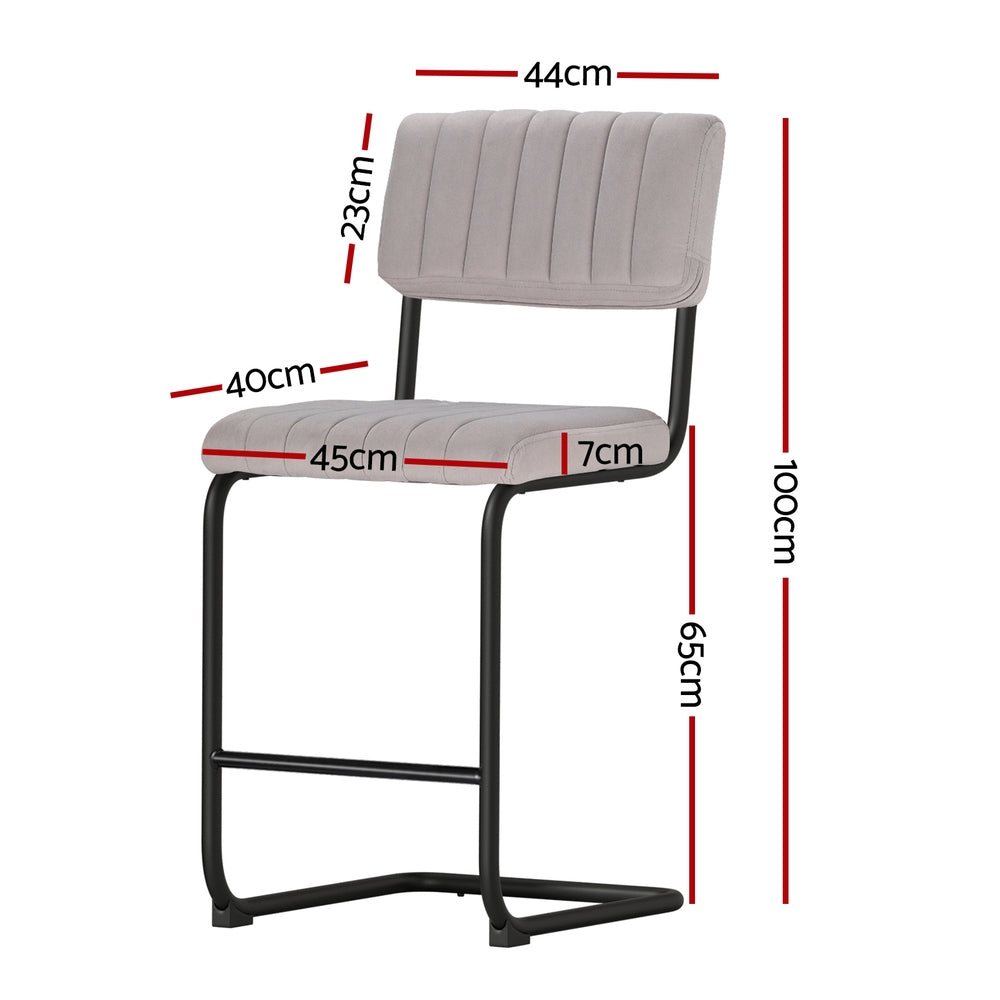 Orman Velvet Bar Stools Set of 2 Grey