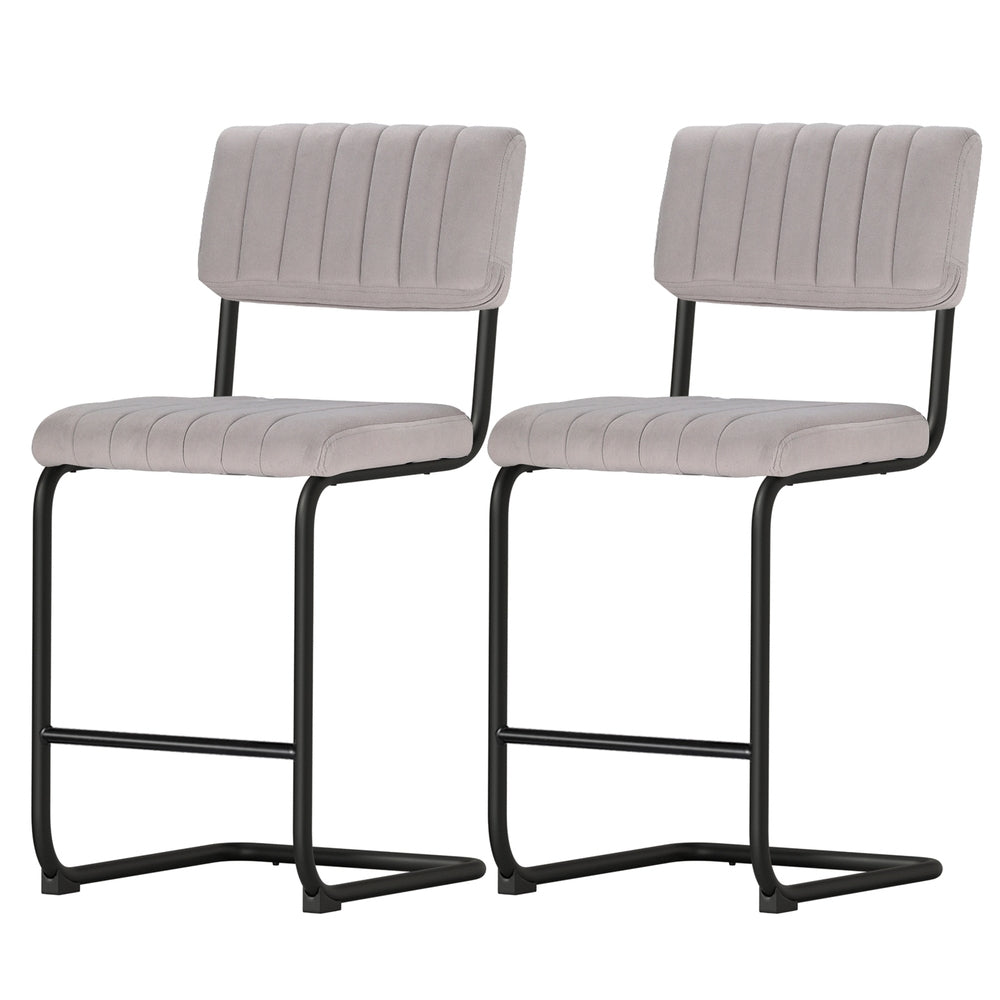 Orman Velvet Bar Stools Set of 2 Grey