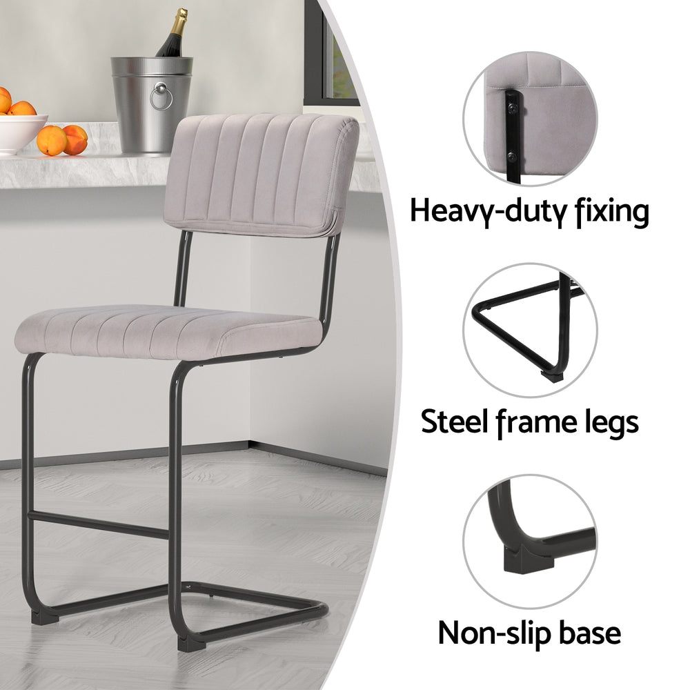 Orman Velvet Bar Stools Set of 2 Grey