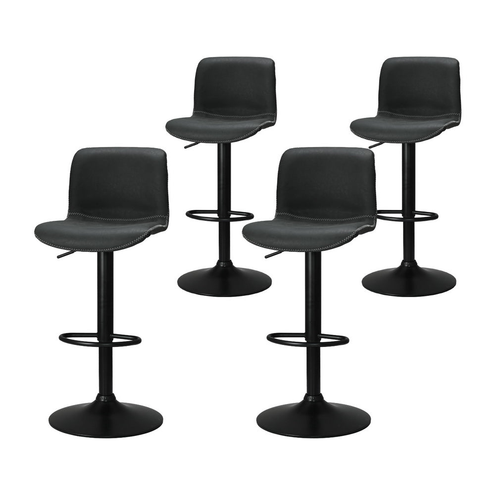 Koby 4x Bar Stools Swivel Gas Lift Black