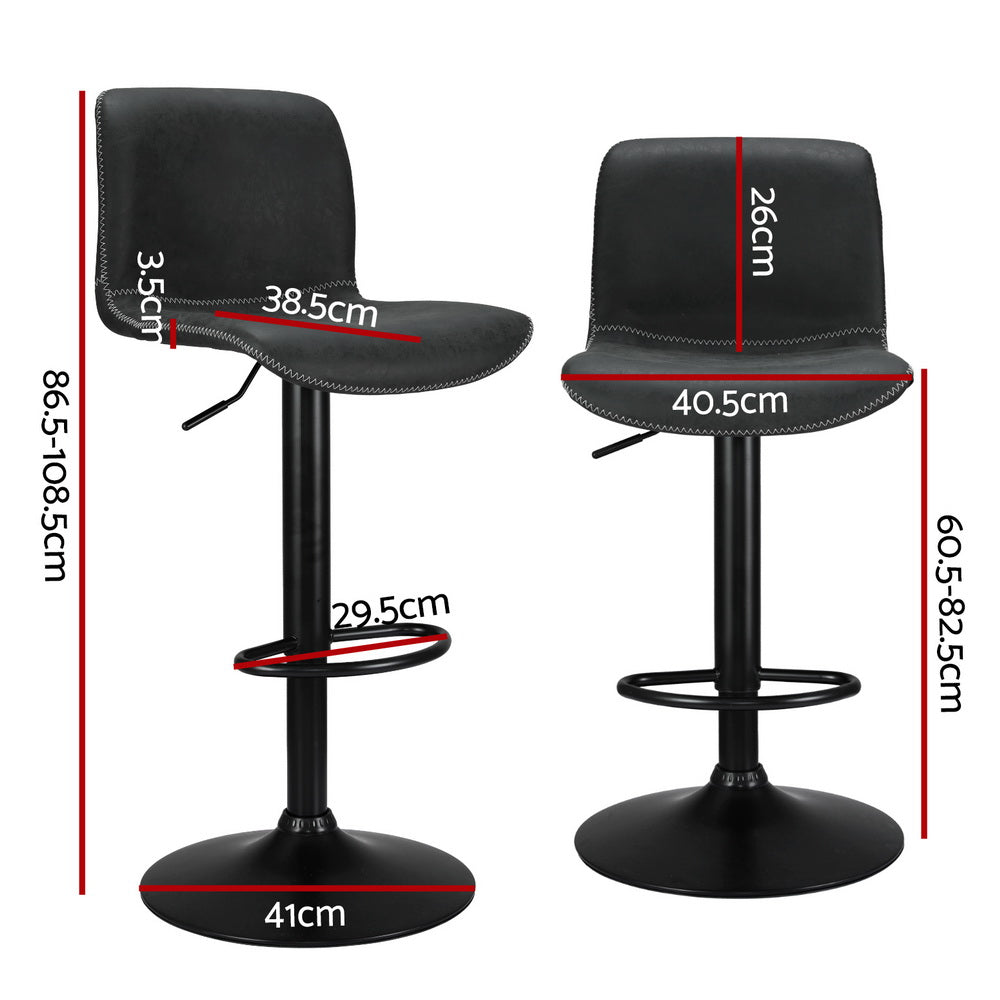 Koby 4x Bar Stools Swivel Gas Lift Black