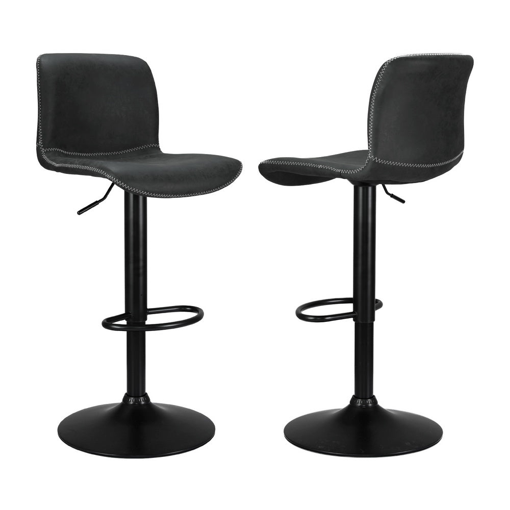 Koby 4x Bar Stools Swivel Gas Lift Black