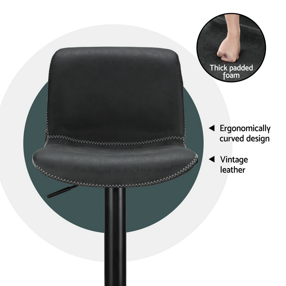 Koby 4x Bar Stools Swivel Gas Lift Black