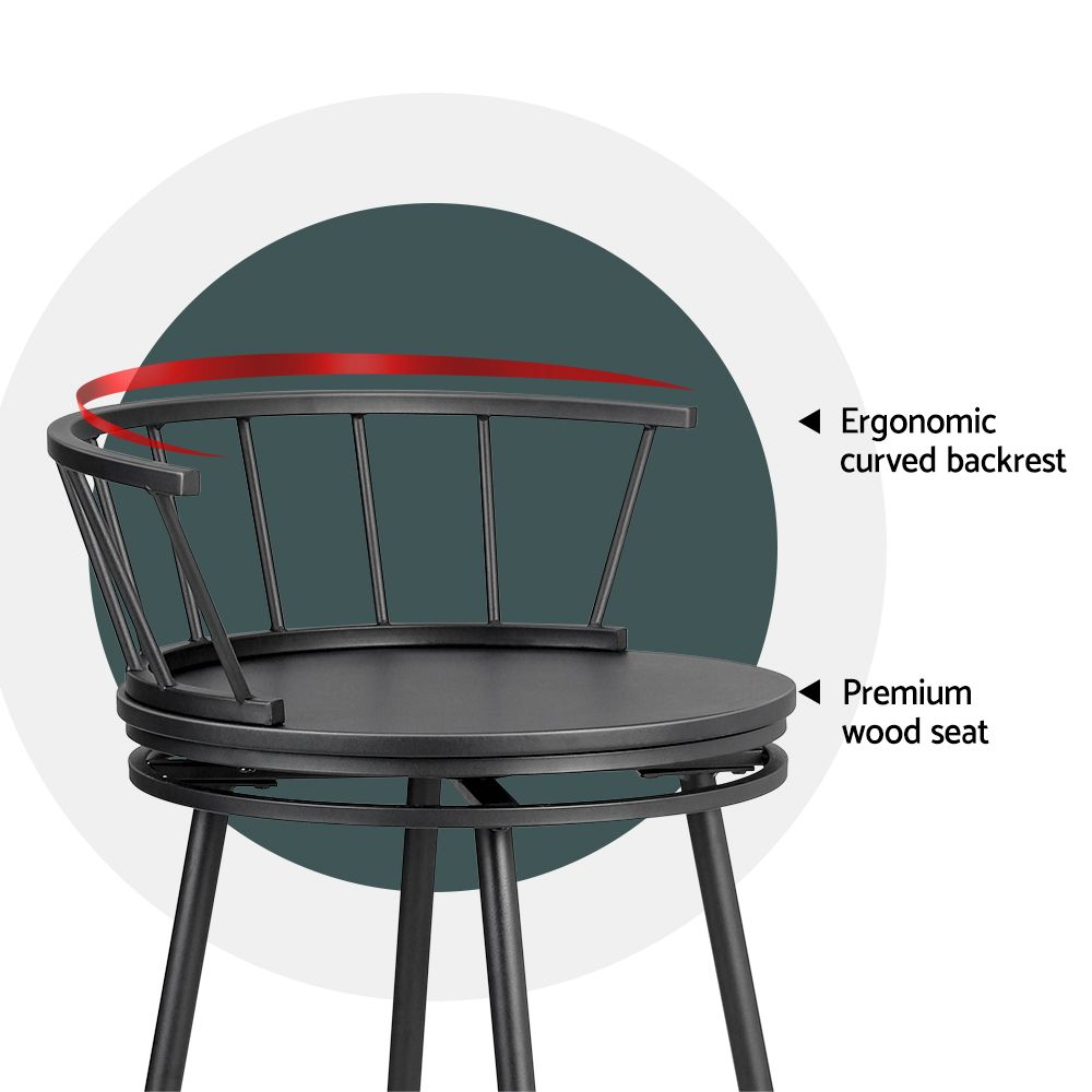 Vanny Set of 2 Swivel Bar Stools 70cm Seat Height