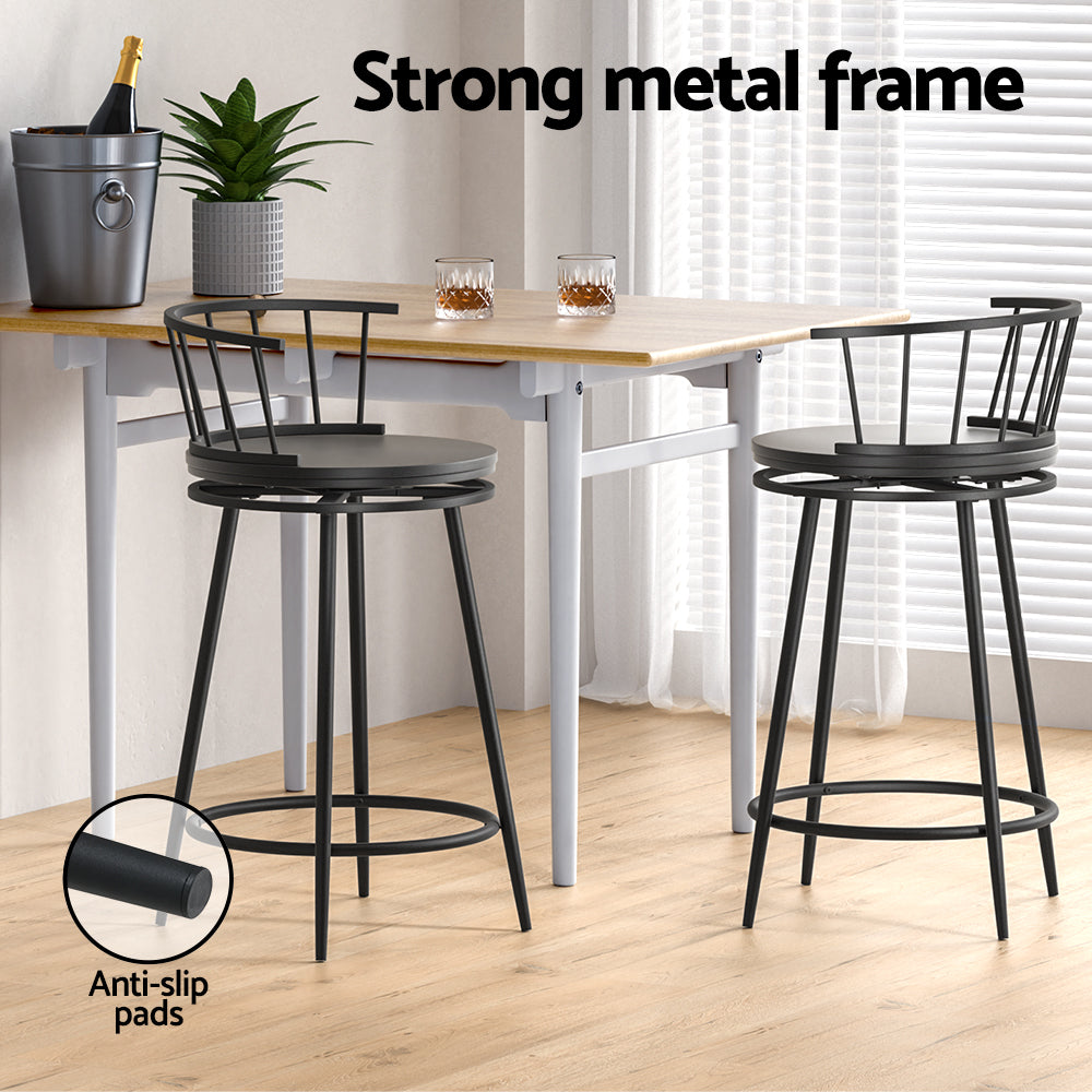Vanny Set of 2 Swivel Bar Stools Black