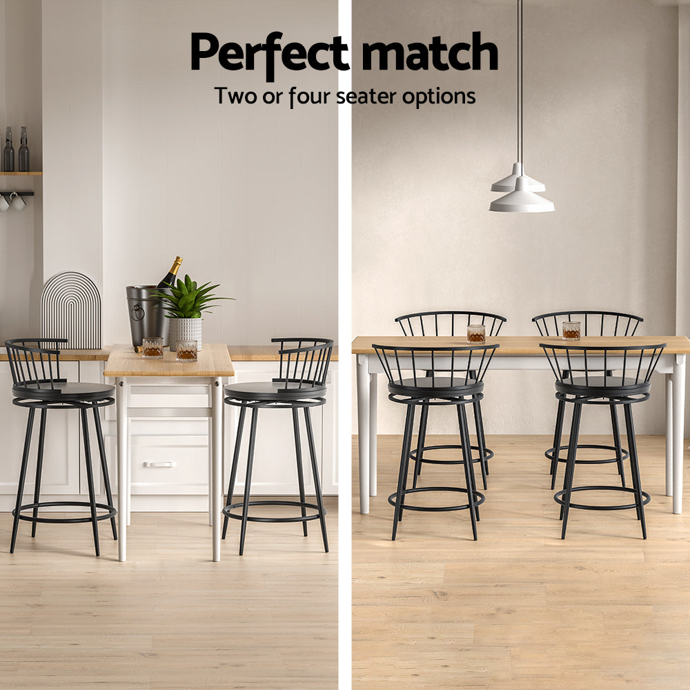 Vanny Set of 2 Swivel Bar Stools Black