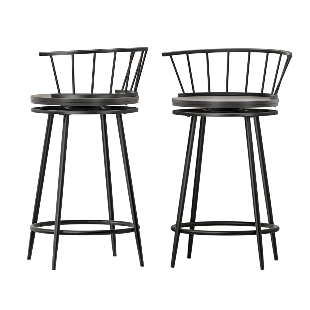 Vanny Set of 2 Swivel Bar Stools Black