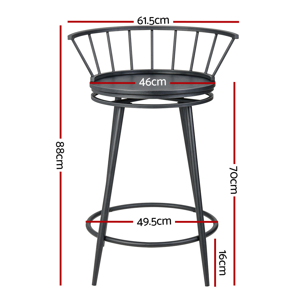 Vanny Set of 2 Swivel Bar Stools Black