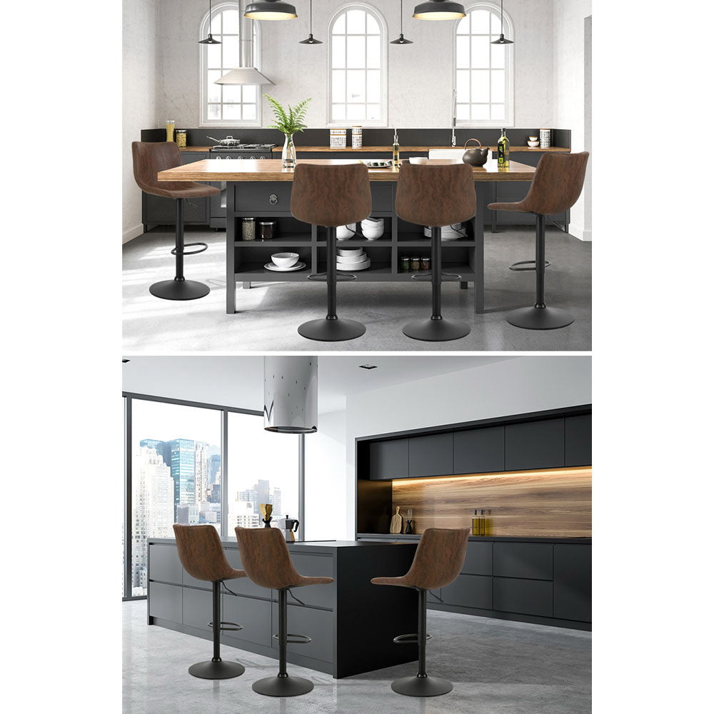 Artiss 2x Vintage Swivel Gas Lift Bar Stools Brown