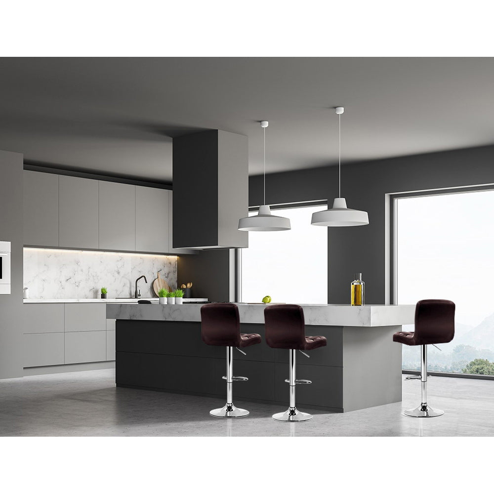 Artiss 4x Bar Stools Leather Gas Lift Chocolate Brown