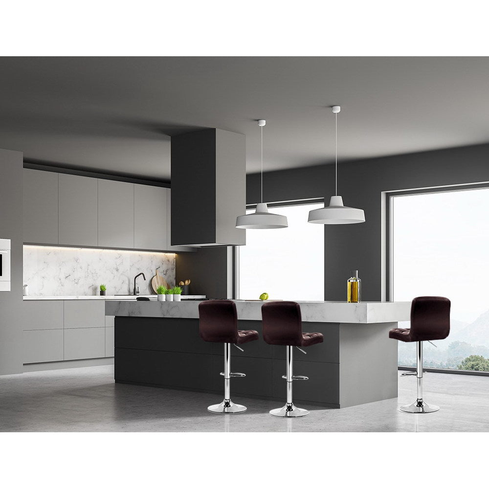 Artiss 4x Bar Stools Leather Gas Lift Chocolate Brown