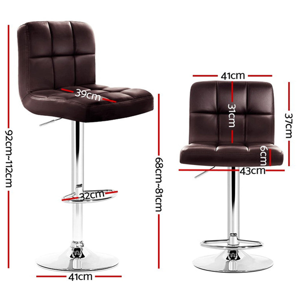 Artiss Set of 4 Faux Leather Bar Stools with Gas Lift Brown