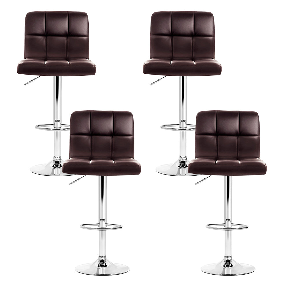 Artiss Set of 4 Faux Leather Bar Stools with Gas Lift Brown