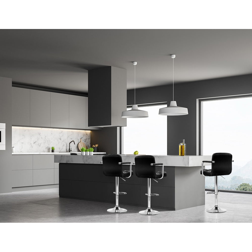 Artiss 2x PU Leather Bar Stools Gas Lift with Armrest Black