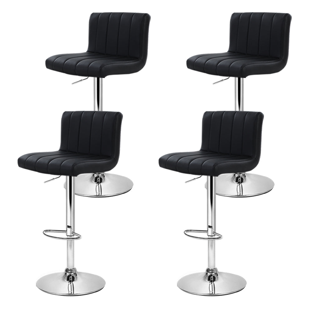 Como Bar Stools Set of 4 Gas Lift Leather Black
